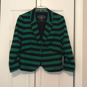 Navy blue and green striped blazer size M